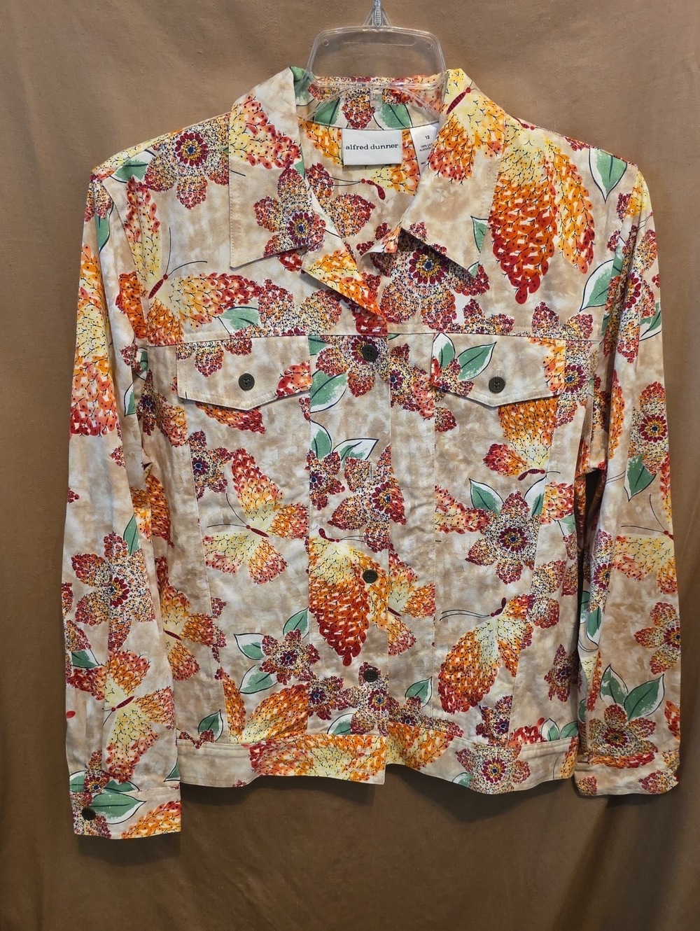 Ladies' Beige & Orange Floral Jacket 12